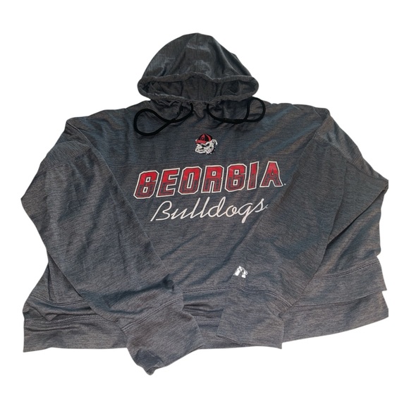Russell Athletic Tops - Georgia Bulldogs Women’s XL Gray Cropped Hoodie Russell Thumbholes